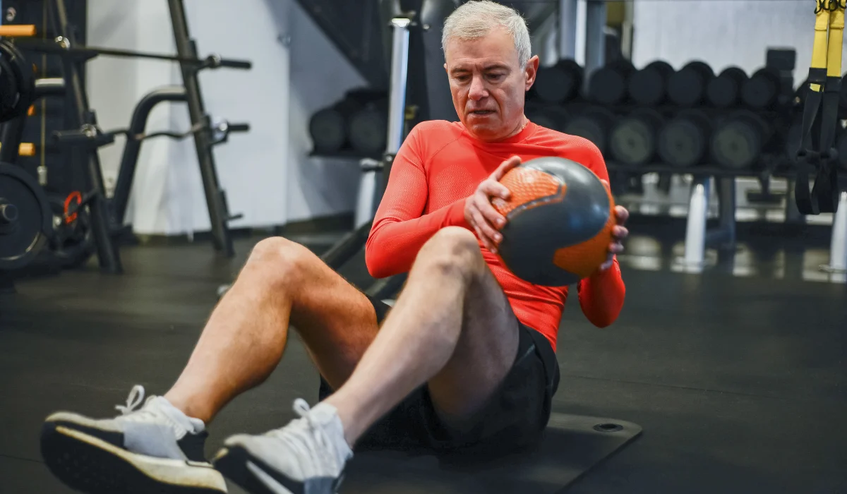 Muscle Building - Old man doing exercise