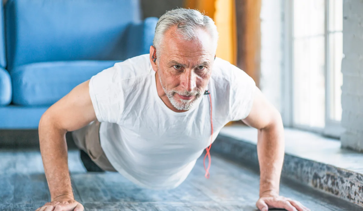 Old man doing exercise