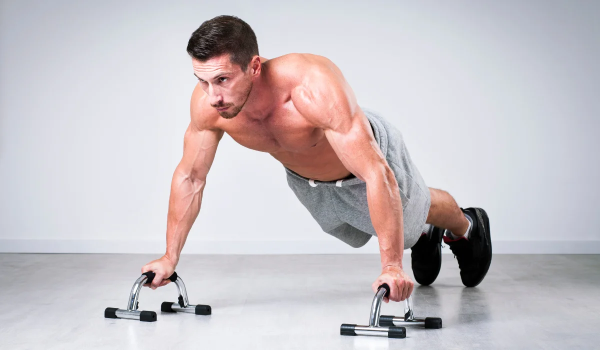 Man doing chest exercise